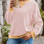 Lovelet Contrast Round Neck Long Sleeve Sweatshirt - All Mine Now Clothing