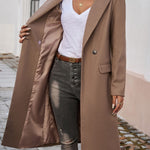 Devine Pocketed Collared Neck Long Sleeve Coat - All Mine Now Clothing