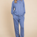 Super Lady Round Neck Raglan Sleeve Top and Pants Lounge Set - All Mine Now Clothing