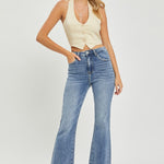 RISEN Full Size High Waist Raw Hem Flare Jeans - All Mine Now Clothing