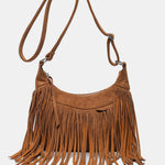 Suede Fringe Adjustable Strap Shoulder Bag - All Mine Now Clothing