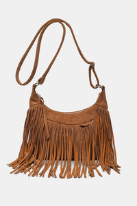 Suede Fringe Adjustable Strap Shoulder Bag - All Mine Now Clothing