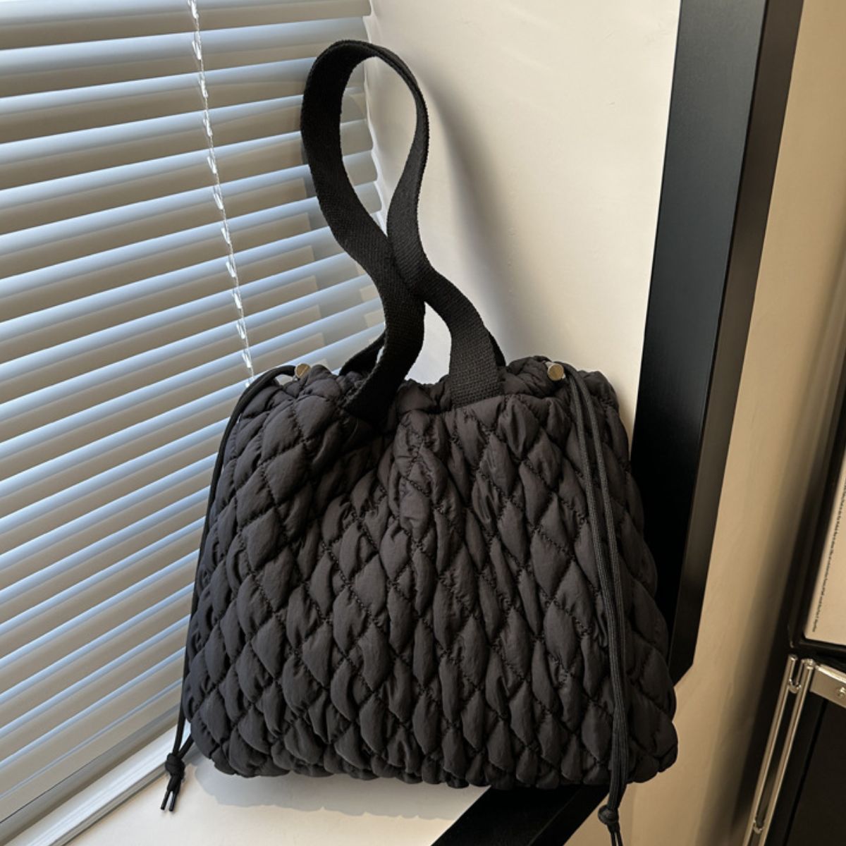 Drawstring Bubble Texture Tote Bag - All Mine Now Clothing