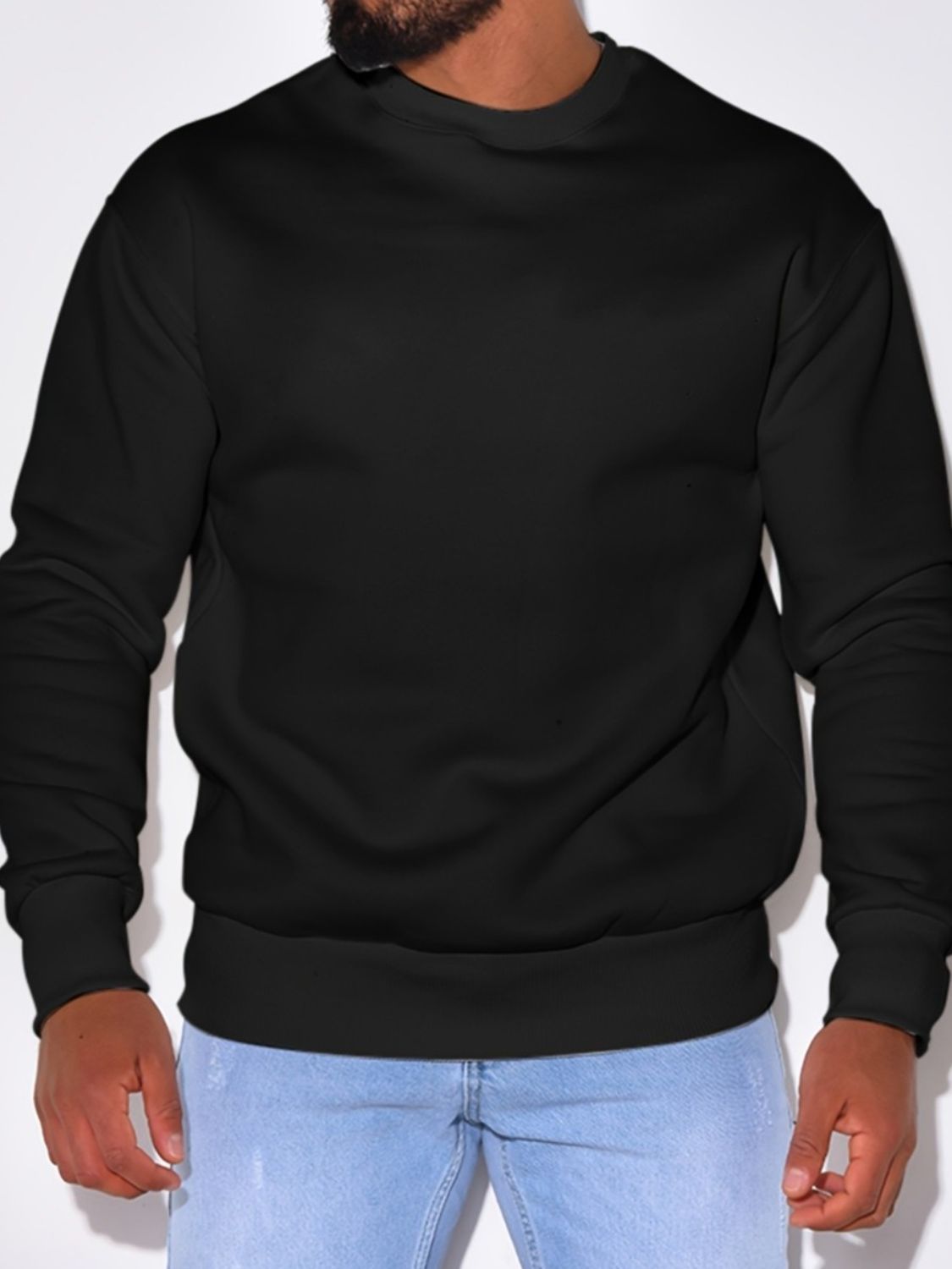 Men's Plus Size Cozy Round Neck Sweatshirt