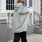 Zip Up Long Sleeve Longline Hooded Outerwear - All Mine Now Clothing