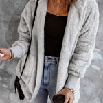 Open Front Hooded Faux Fur Outwear with Pockets - All Mine Now Clothing