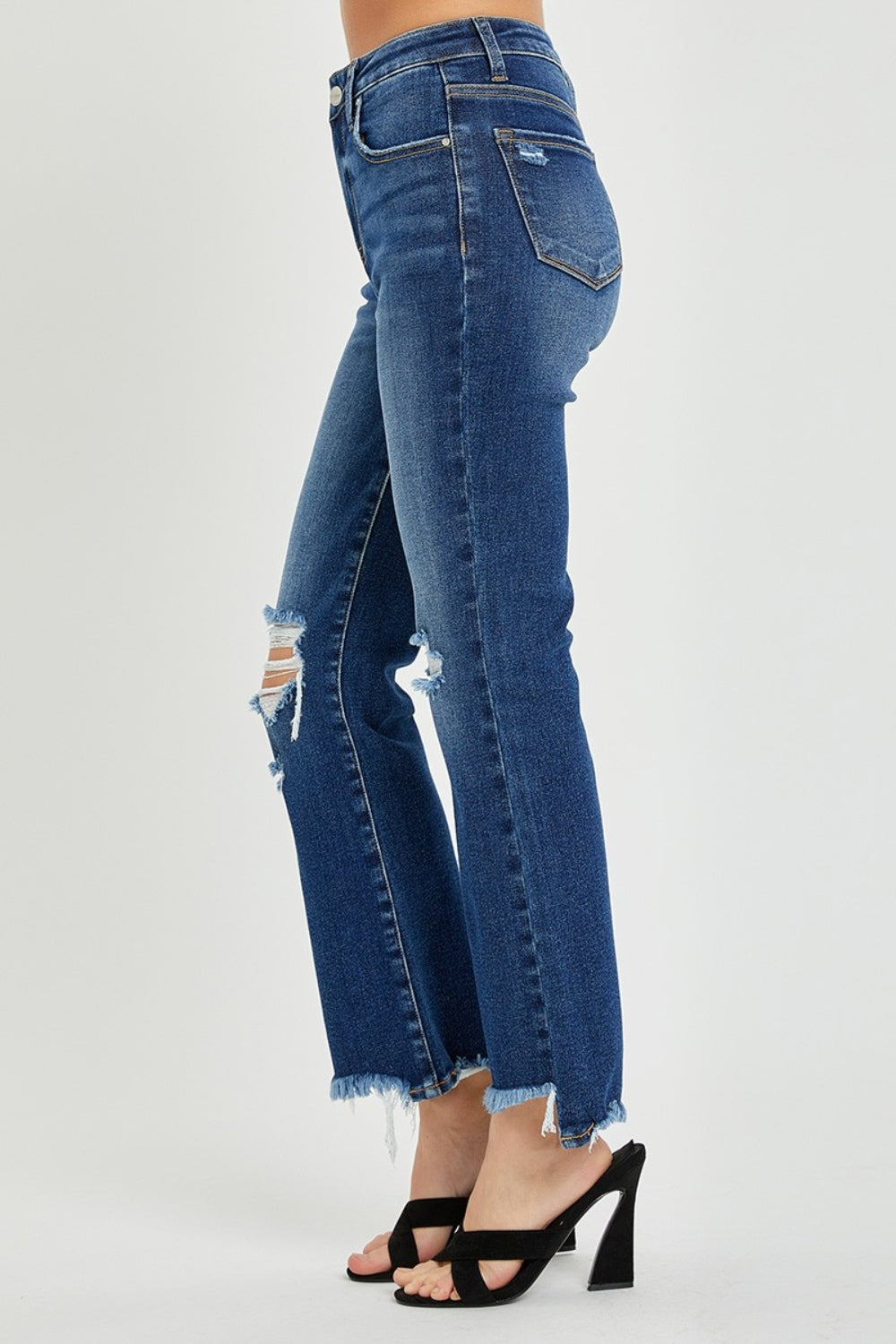 RISEN High Rise Distressed Crop Flare Jeans - All Mine Now Clothing