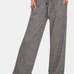 Zenana Drawstring Wide Leg Pants with Side Pockets Trendsi