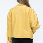 How Dare U Drawstring Hem PU Leather Zip Up Jacket - All Mine Now Clothing