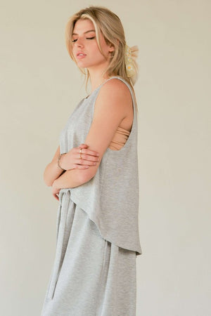 Davi & Dani Drawstring Hem Round Neck Tank and Pants Set - All Mine Now Clothing