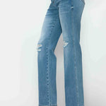 bytos Full Size Distressed High Rise Straight Jeans - All Mine Now Clothing