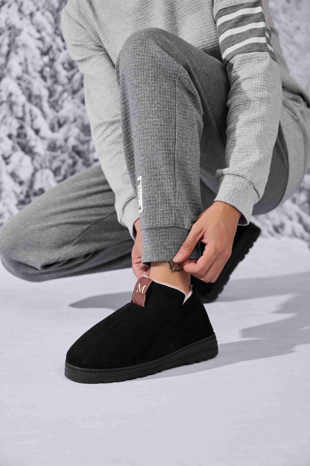 Letter M Suede Round Toe Slippers - All Mine Now Clothing