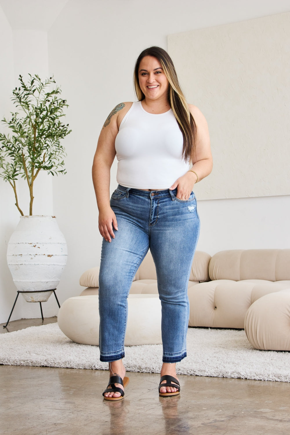 Judy Blue Full Size Release Hem Cropped Bootcut Jeans - All Mine Now Clothing