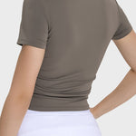 Millennia Ruched Round Neck Short Sleeve Active T-Shirt - All Mine Now Clothing