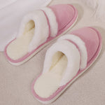 Contrast Faux Fur Round Toe Slippers - All Mine Now Clothing