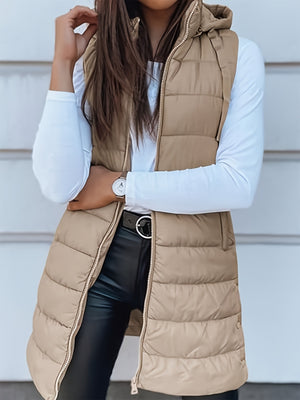 Plus Size Zip Up Hooded Vest Coat - All Mine Now Clothing