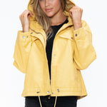 How Dare U Drawstring Hem PU Leather Zip Up Jacket - All Mine Now Clothing