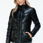 Snobbish Pocketed Zip Up Turtleneck Puffer Jacket - All Mine Now Clothing