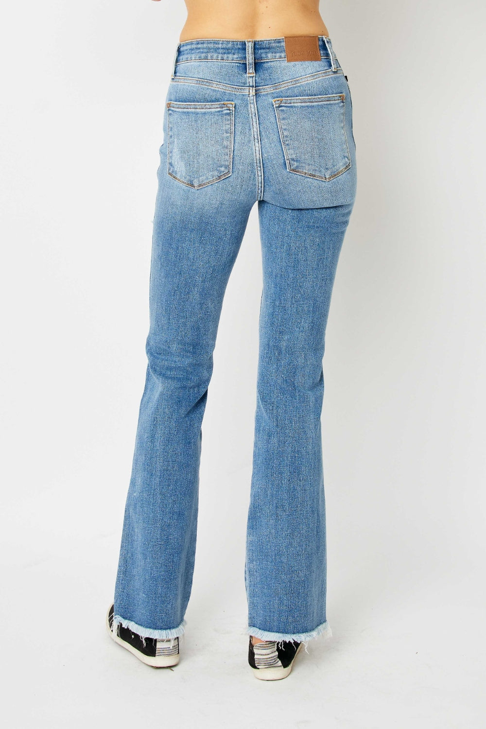 Judy Blue Full Size Distressed Raw Hem Bootcut Jeans - All Mine Now Clothing