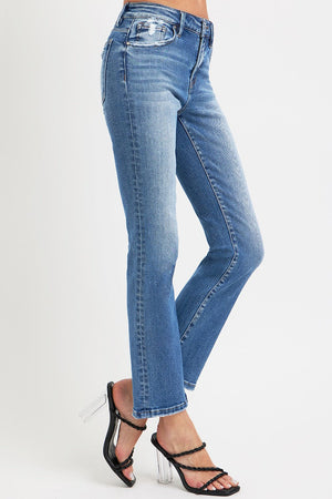 RISEN Full Size Mid Rise Ankle Straight Jeans with Pockets Trendsi