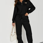 Quarter Zip Top and Drawstring Pants Active Set - All Mine Now Clothing