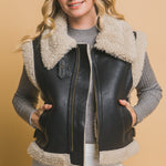 Love Tree Sherpa Zip Up Vest with Pockets - All Mine Now Clothing