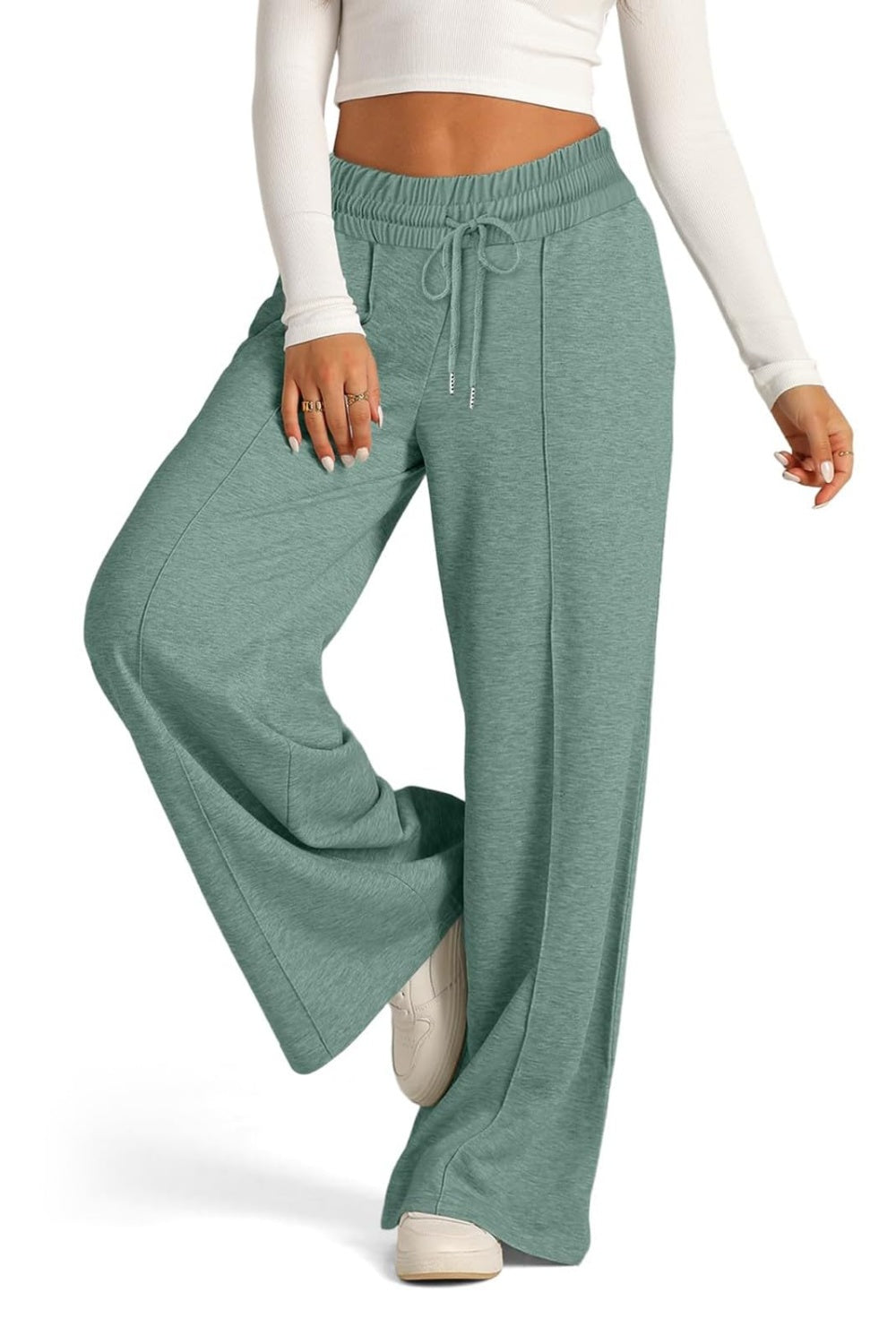 Drawstring Elastic Waist Wide Leg Pants - All Mine Now Clothing