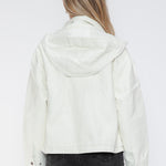 How Dare U Drawstring Hem PU Leather Zip Up Jacket - All Mine Now Clothing