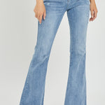 Risen Full Size High Rise Frayed Hem Flare Jeans - All Mine Now Clothing