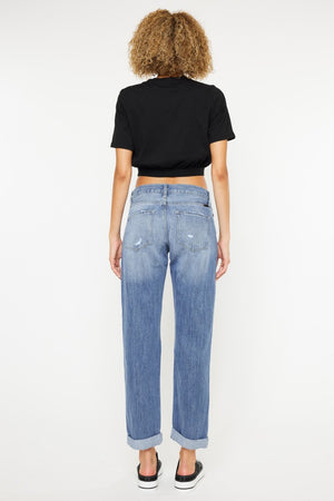 Kancan Mid Rise Distressed Straight Jeans - All Mine Now Clothing