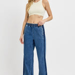 RISEN Full Size Elastic Waist Wide Leg Jeans Plus Size - All Mine Now Clothing