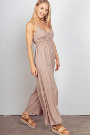 VERY J Sleeveless Ruched Wide Leg Jumpsuit - All Mine Now Clothing