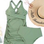 Tie Back Sleeveless Swim Dress and Bottoms Set - All Mine Now Clothing