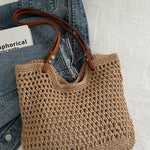 Openwork Woven Tote Bag - All Mine Now Clothing