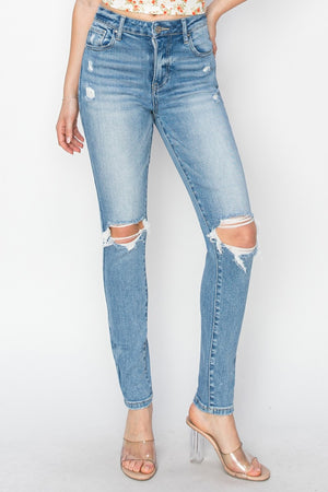 Risen Full Size High Rise Knee Distressed Skinny Jeans - All Mine Now Clothing