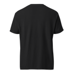 Men's heavyweight black t-shirt featuring a vibrant smiley face graphic, perfect for casual wear and style