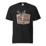 Men's Straight Up Southern tee featuring a deer graphic and vintage style on a heavyweight black t-shirt