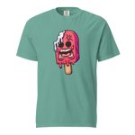 Men's screaming ice cream shirt for men featuring a colorful melting ice cream graphic on a mint green heavyweight tee