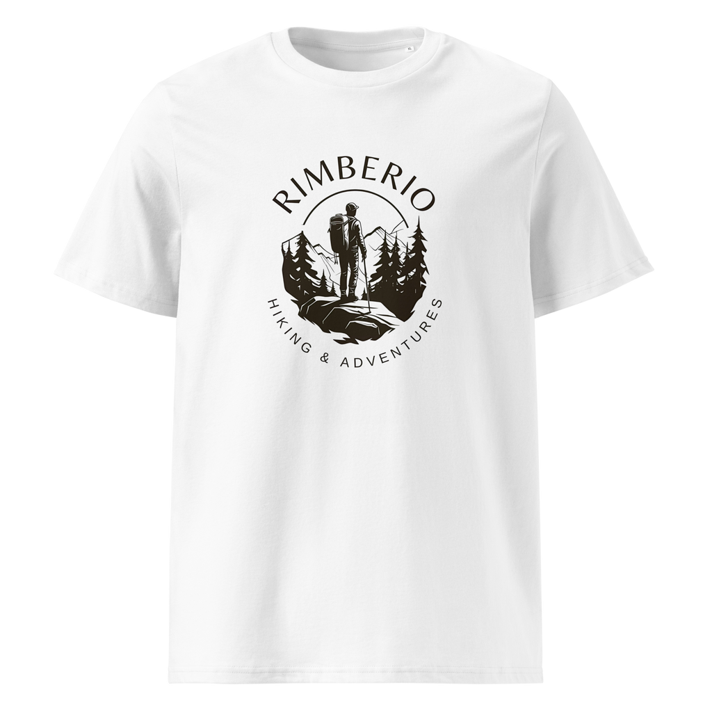 Men's eco-friendly outdoor adventure T-shirt featuring a vintage hiking graphic, perfect for outdoor adventure clothing for men.