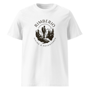 Men's eco-friendly outdoor adventure T-shirt featuring a vintage hiking graphic, perfect for outdoor adventure clothing for men.