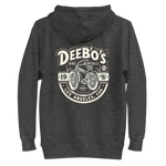 Men's DeeBow hoodie featuring a vintage bike rental graphic in gray, perfect for casual wear and comfort.